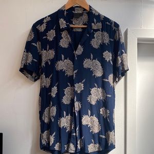 Navy Floral Button Up
